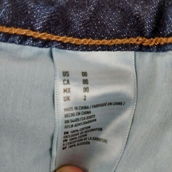 American Eagle Hi Rise Festival Blue Jean Shorts Womens Size 00 Distressed‎ Fray - Picture 6 of 8